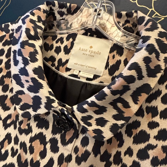 KATE SPADE silk blend LEOPARD coat TOPPER button front PLUS SIZED 14 - Picture 3 of 7